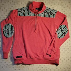 Womens X Small Simply Southern Fleece Pullover 1/4 Zip Pink Teal Pattern